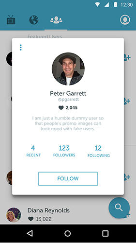 Screenshots of Periscope program for Android phone or tablet.