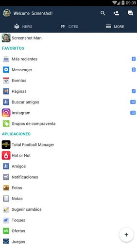 Capturas de pantalla del programa Phoenix - Facebook & Messenger para teléfono o tableta Android.