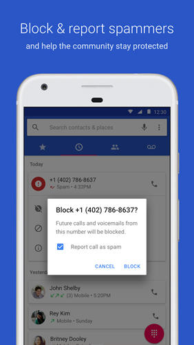 Screenshots of Phone Dialer program for Android phone or tablet.