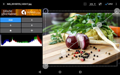 Screenshots of Photo editor program for Android phone or tablet.