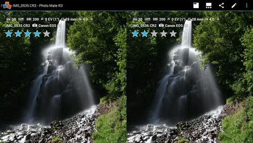 Les captures d'écran du programme Photo mate R3 pour le portable ou la tablette Android.