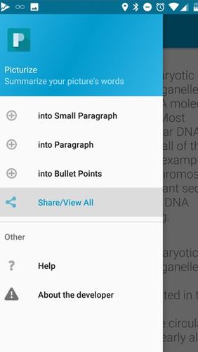 Capturas de tela do programa Picturize - Auto note taker em celular ou tablete Android.