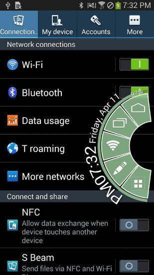 Screenshots des Programms Pie Control für Android-Smartphones oder Tablets.