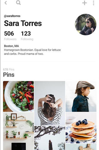 Capturas de pantalla del programa Pinterest para teléfono o tableta Android.