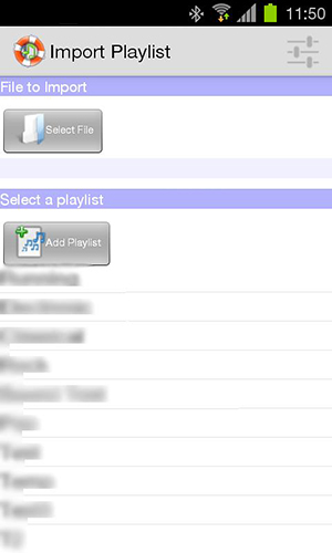 Screenshots des Programms Playlist backup für Android-Smartphones oder Tablets.