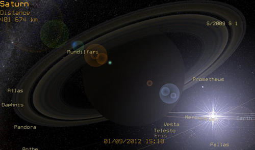 Les captures d'écran du programme Pocket planets pour le portable ou la tablette Android.