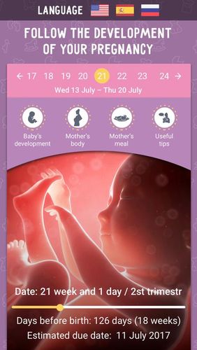 Baixar grátis Pregnancy calculator and tracker app para Android. Programas para celulares e tablets.