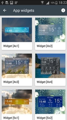 Screenshots of Weather forecast program for Android phone or tablet.