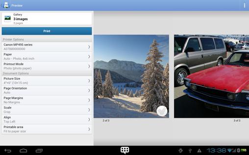 Screenshots des Programms PrintHand für Android-Smartphones oder Tablets.