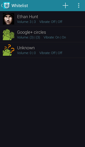 Screenshots des Programms Profile scheduler für Android-Smartphones oder Tablets.
