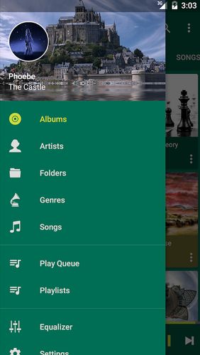 的Android手机或平板电脑Stellio music player程序截图。