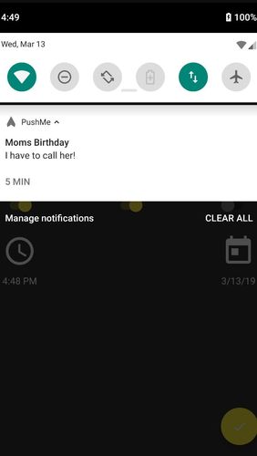 Aplicativo PushMe - Notification reminder notes para Android, baixar grátis programas para celulares e tablets.