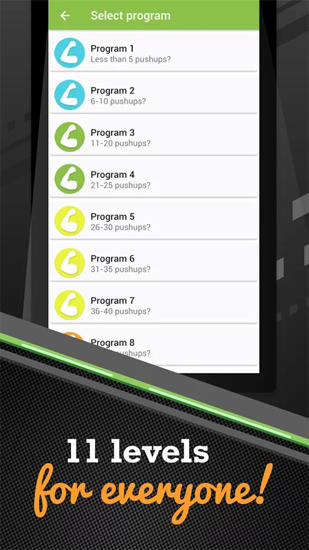 Télécharger gratuitement Pushups Workout pour Android. Programmes sur les portables et les tablettes.