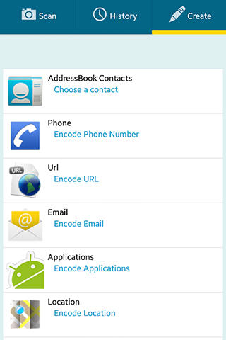 Screenshots des Programms QR barcode scaner pro für Android-Smartphones oder Tablets.