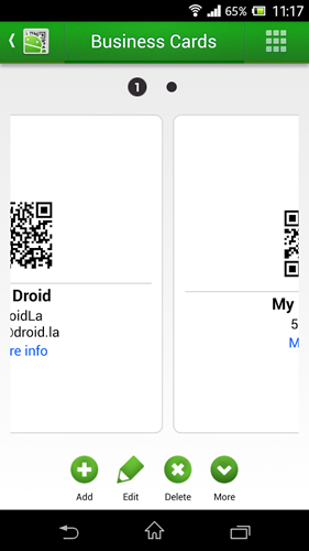 Capturas de tela do programa QR droid: Code scanner em celular ou tablete Android.
