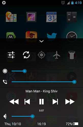 Les captures d'écran du programme Quick control dock pour le portable ou la tablette Android.