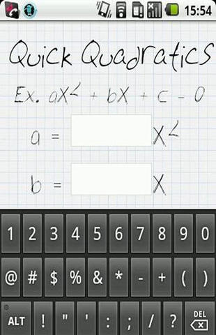 Application Quick quadratics pour Android, télécharger gratuitement des programmes pour les tablettes et les portables.