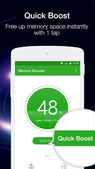 Capturas de tela do programa Ram Optimizer em celular ou tablete Android.