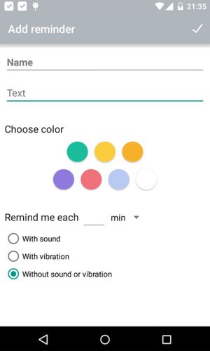 Screenshots of Remind me program for Android phone or tablet.