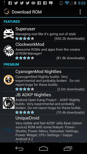 Application ROM manager pour Android, télécharger gratuitement des programmes pour les tablettes et les portables.