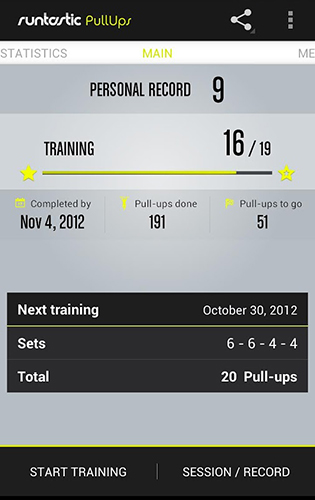 Screenshots of Runtastic: Pull-ups program for Android phone or tablet.