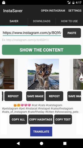 Descargar gratis Saver reposter for Instagram para Android. Programas para teléfonos y tabletas.