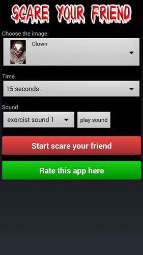 アンドロイドの携帯電話やタブレット用のプログラムScare your friends: Shock! のスクリーンショット。