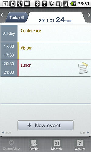 Screenshots des Programms Schedule St für Android-Smartphones oder Tablets.