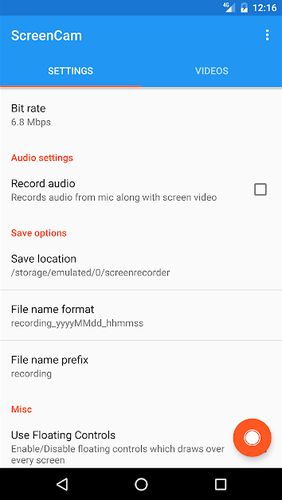 Aplicación ScreenCam: Screen recorder para Android, descargar gratis programas para tabletas y teléfonos.