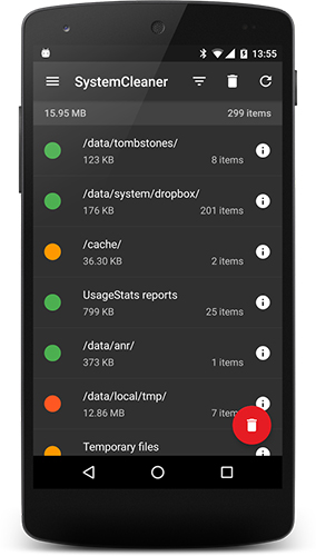 Screenshots des Programms SD maid für Android-Smartphones oder Tablets.