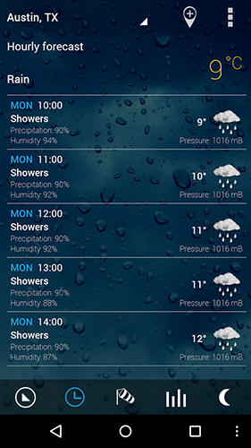 Capturas de pantalla del programa Weatherzone plus para teléfono o tableta Android.