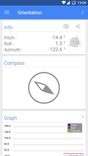 Capturas de tela do programa Sensors multitool em celular ou tablete Android.