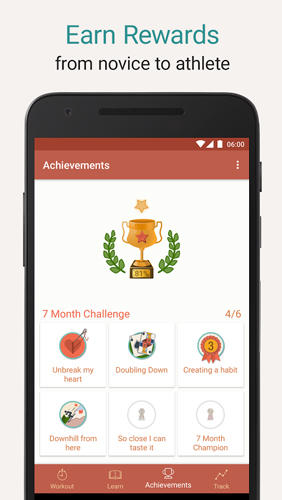 Screenshots des Programms Seven: Workout für Android-Smartphones oder Tablets.