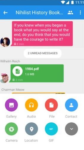 Capturas de pantalla del programa Facebook Messenger para teléfono o tableta Android.