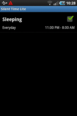 Screenshots of Silent Time program for Android phone or tablet.