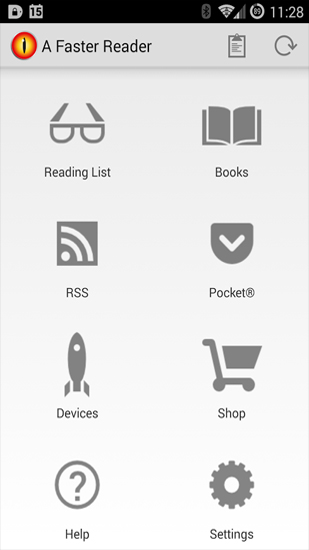 Laden Sie kostenlos A Faster Reader für Android Herunter. Programme für Smartphones und Tablets.