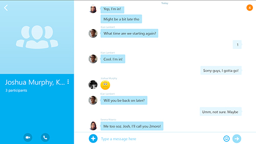 Screenshots of Skype program for Android phone or tablet.
