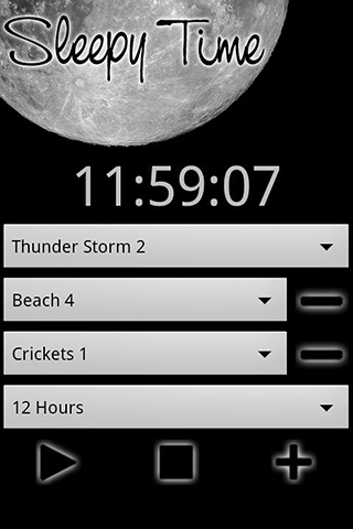 Screenshots of Sleepy time program for Android phone or tablet.