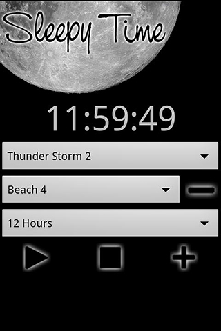 Les captures d'écran du programme Sleepy time pour le portable ou la tablette Android.