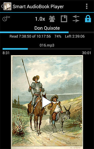 Screenshots of Smart audioBook player program for Android phone or tablet.