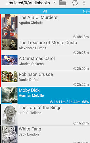 Capturas de pantalla del programa Smart audioBook player para teléfono o tableta Android.