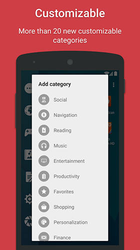 Capturas de tela do programa Smart Launcher 3 em celular ou tablete Android.