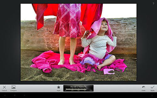 Capturas de tela do programa Snapseed em celular ou tablete Android.