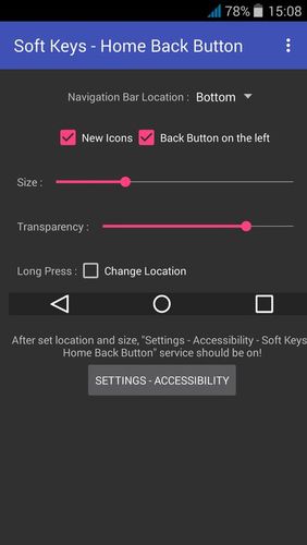 Скріншот програми Soft keys - Home back button на Андроїд телефон або планшет.