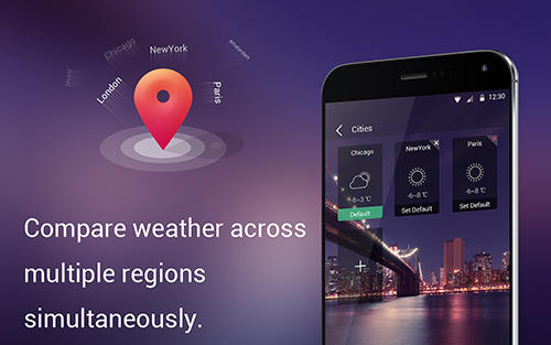 Les captures d'écran du programme Solo weather pour le portable ou la tablette Android.