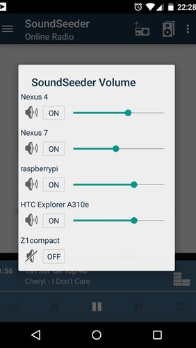 Screenshots des Programms SoundSeeder für Android-Smartphones oder Tablets.