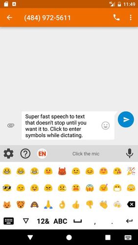 アンドロイドの携帯電話やタブレット用のプログラムSpeechnotes - Speech to text のスクリーンショット。