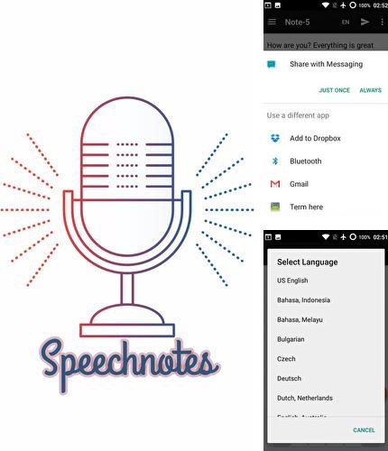 Besides Make me better - Personality dev & Motivation Android program you can download Speechnotes - Speech to text for Android phone or tablet for free.