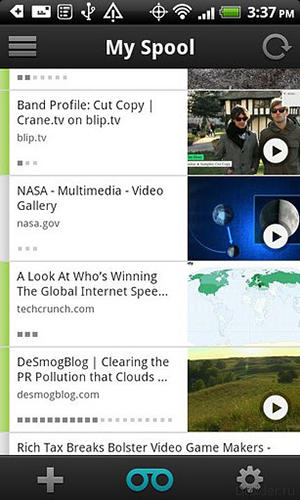 Screenshots des Programms Spool für Android-Smartphones oder Tablets.