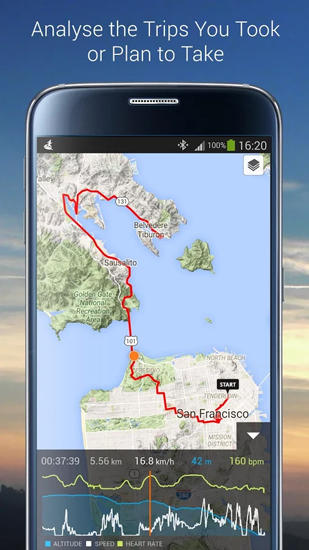 Les captures d'écran du programme Sports Tracker pour le portable ou la tablette Android.